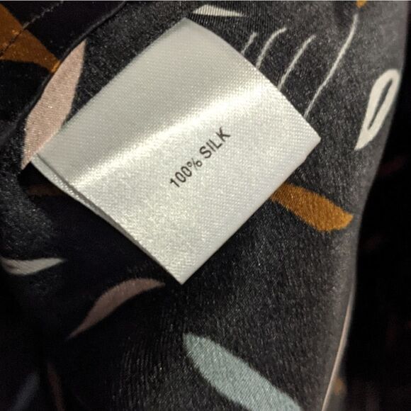 Tucker Long Sleeve Polo Blouse Space Cake Silk Top - Picture 9 of 10